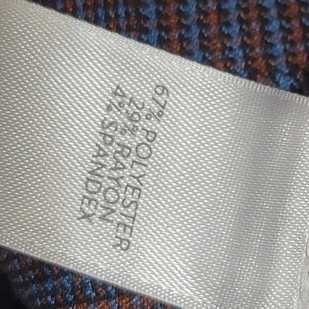J. Jill Plaid Ponte Ankle Pant Size 8 Blue-Gray Orange-Tan Work Stretch - Picture 3 of 9